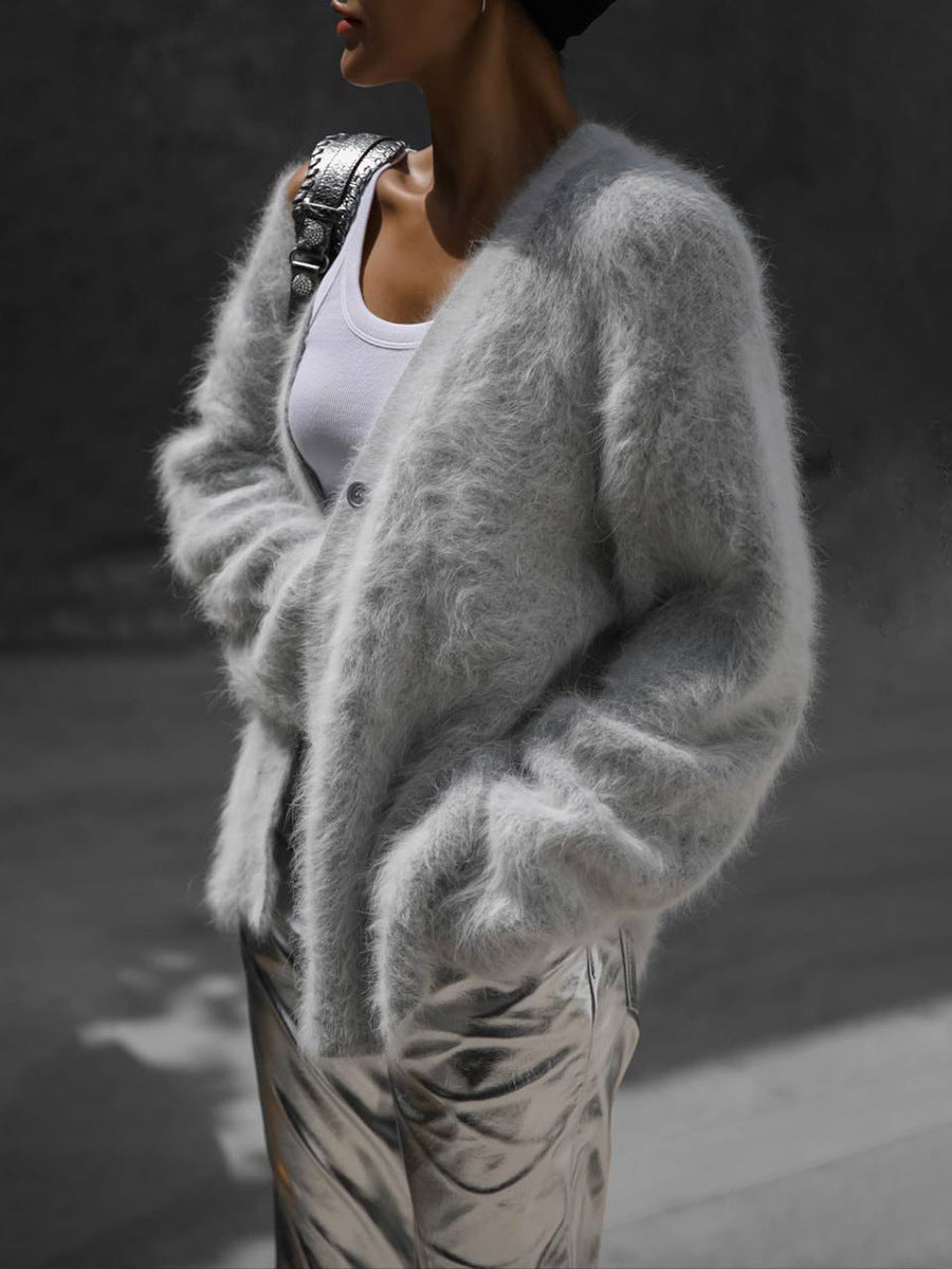 Casual V Neck Long Sleeves Knitted Sweaters