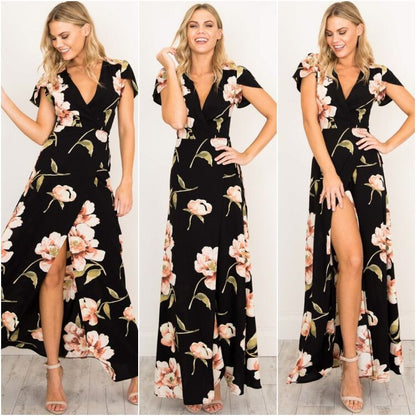Casual Summer Floral Print Long Dresses