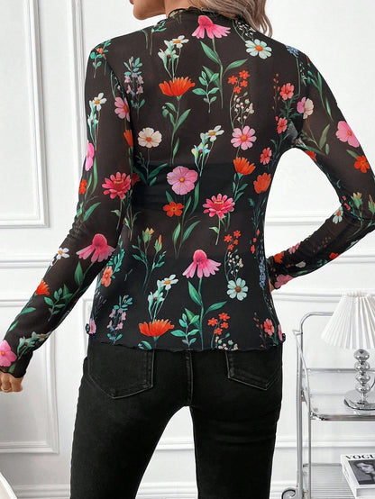 Sexy Net Sheath Long Sleeves T Shirts