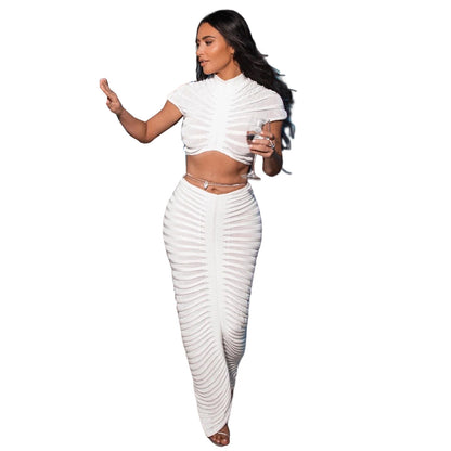 Sexy See Through Knitted Night Party Dress Suits