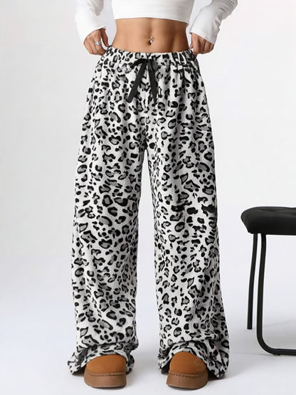 Casual Leopard Leopard Women Wide-leg Pants