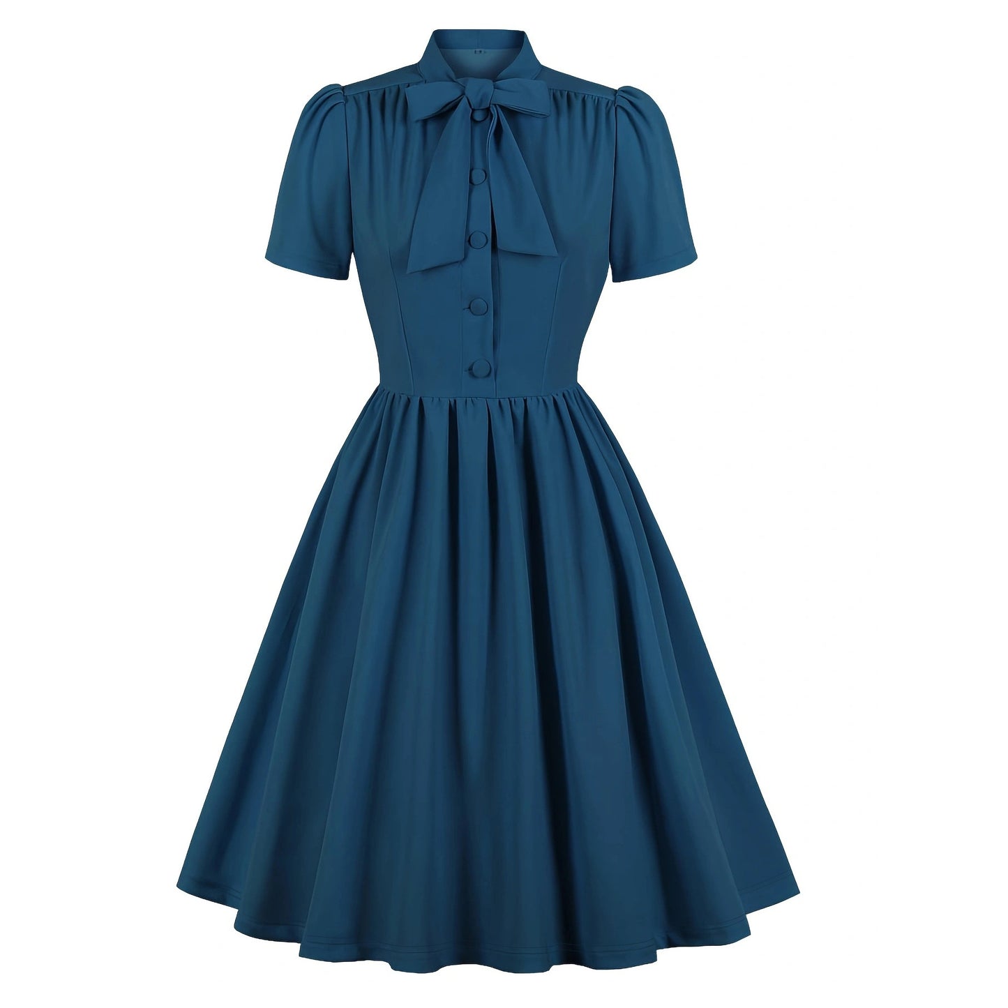 Classy Vintage A Line Women Dresses with Neck Bow