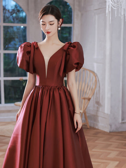 Elegant Wine Red Ball Gown Dresses