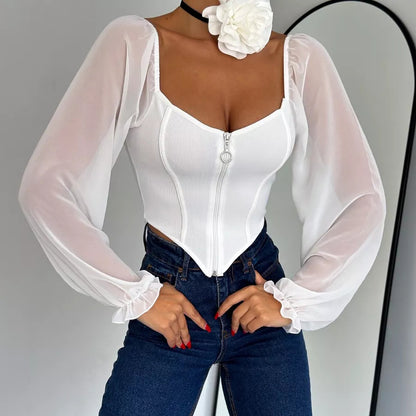 Sexy Long Sleeves Short Tops