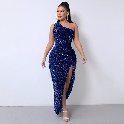 Sexy Fashion One Shoulder Sleeves Party Dresses
