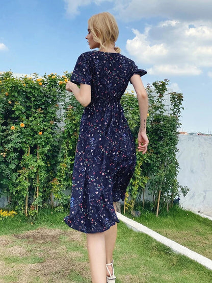 Summer Floral Print Short Sleeves Summer Daily Dresses