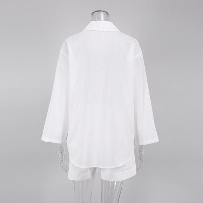 Summer Cotton Long Sleeves Shirts and Shorts Suits