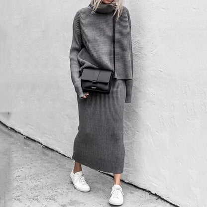 Casual Fashion Two Pieces Knitted Sweaters & Skirts