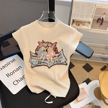 Fashion Cat Design Summer T Shirts for Women