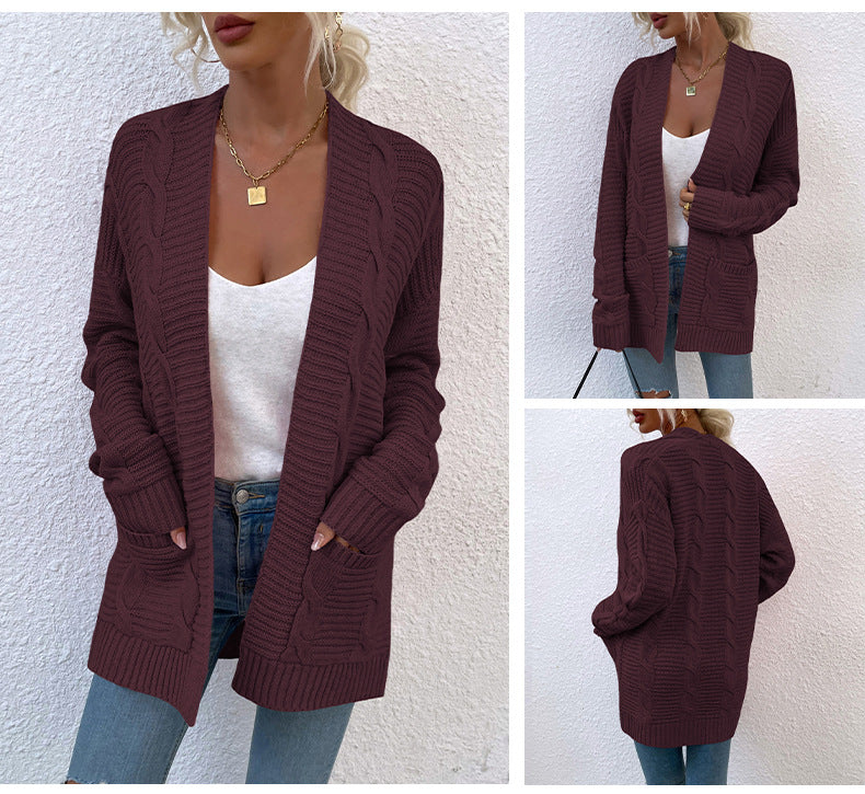 Fashion Twist Knitted Cardigan Coats