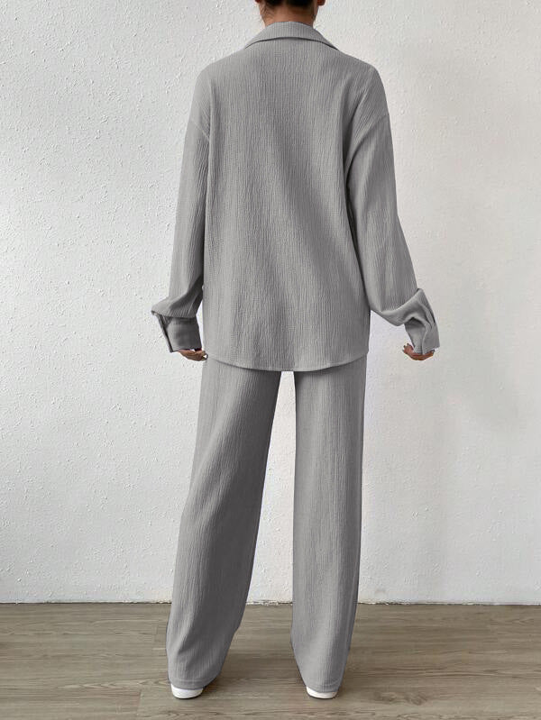 Casual Summer Turnover Collar Two Pieces Suits