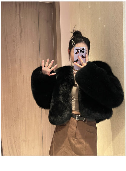 Designed Faux Fox Fur Warm Short Coats