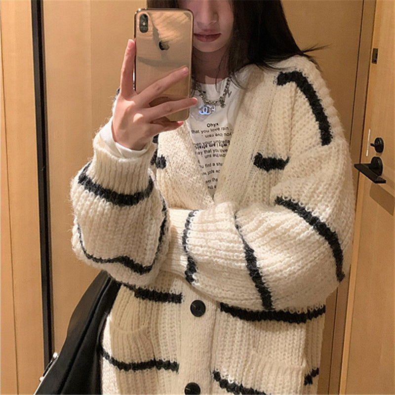 Fashion Long Sleeves Knitted Cardigan Coats