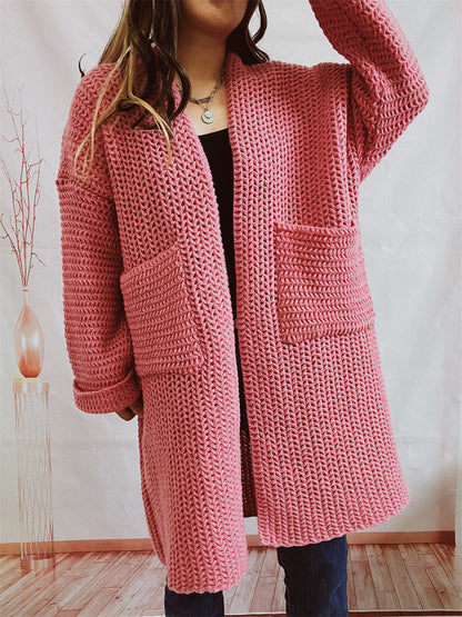 Casual Long Knitted Coats with Large Pockets