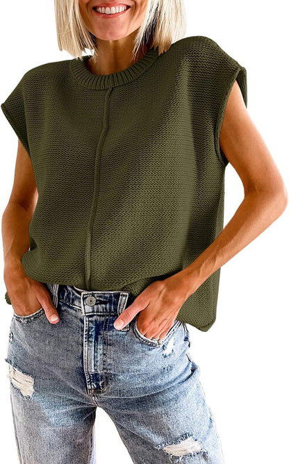 Casual Sleeveless Round Neck Knitted Vest