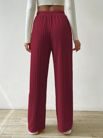 Casual Elastic High Waist Wide Legs Pants for Women