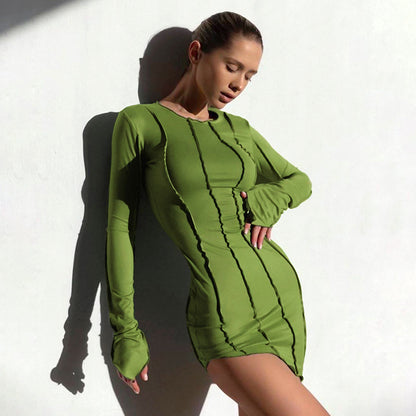 Sexy High Neck Elastic Knitted Mini Sheath Dresses