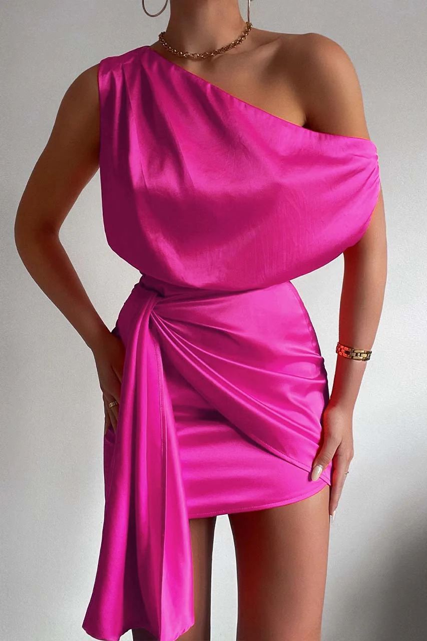 Sexy One Shoulder Sleeveless Irregular Mini Party Dresses