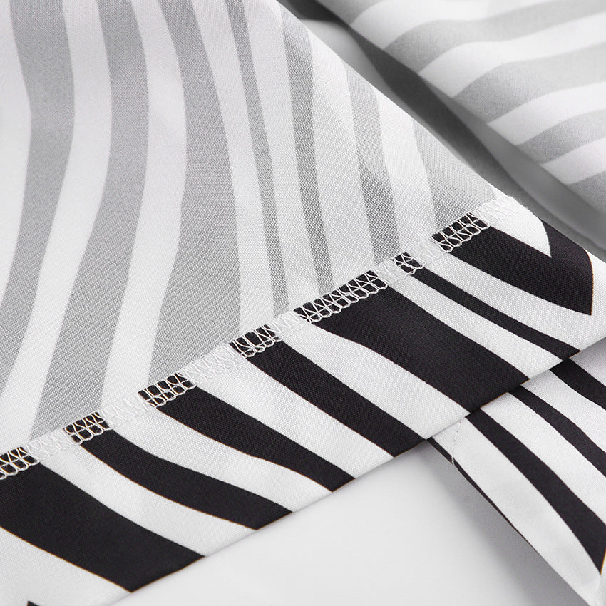 Fashion Black & White Stripes Two Pieces Suits for Women