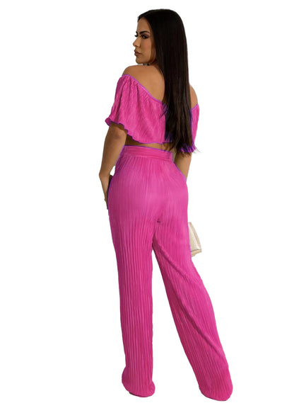 Sexy Summer Strapless Tops and Long Pants Two Pieces Suits