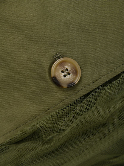 Designed Green Double Breasted Overcoat for Women