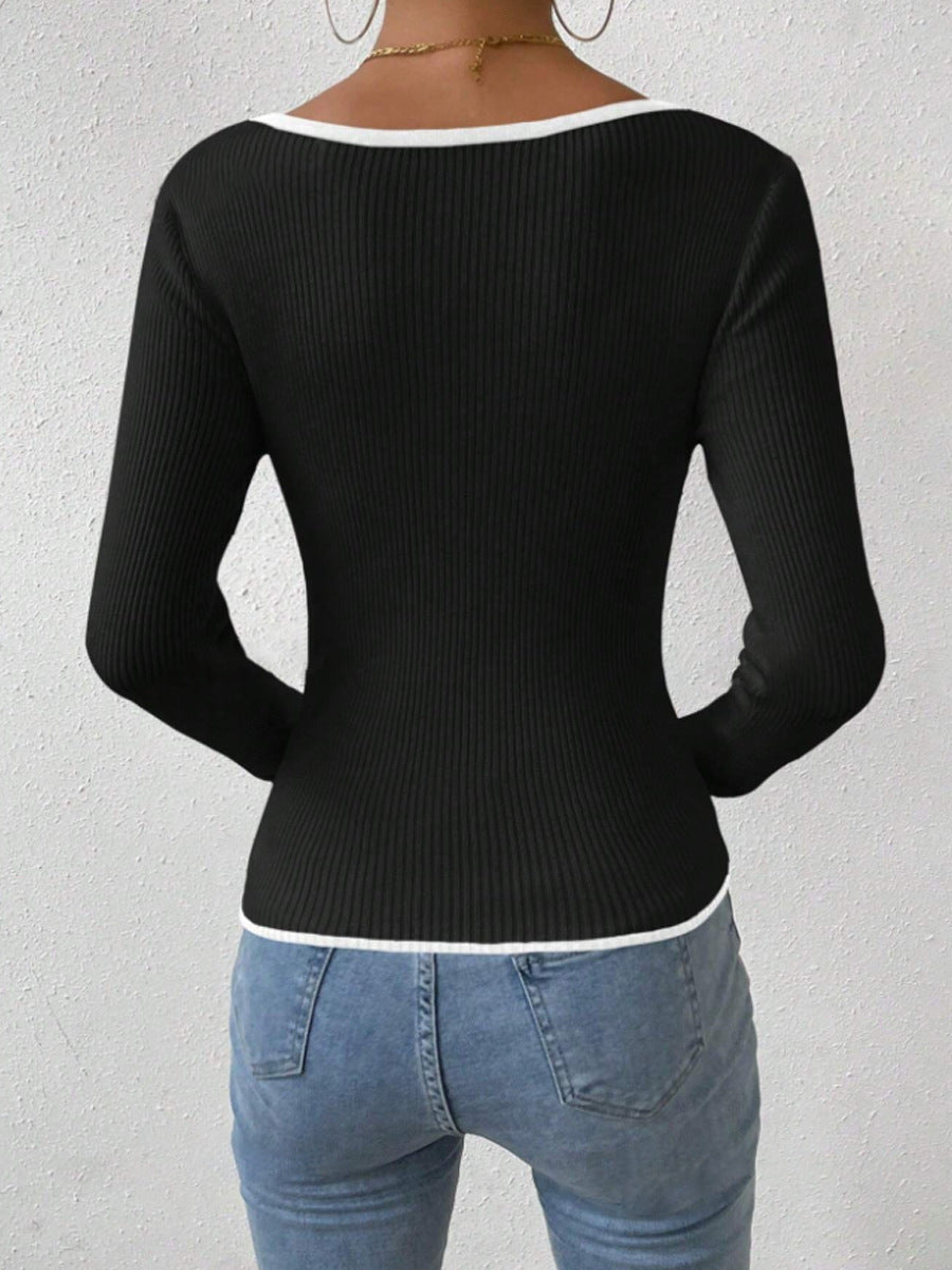 Fashion Women V Neck Knitted Shirts