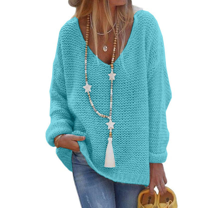 Casual V Neck Knitted Women Sweaters