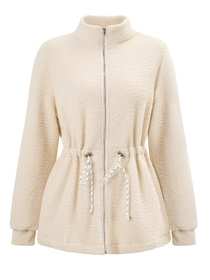 Casual Stand Collar Long Sleeves Velvet Coats