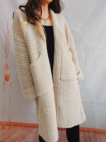Casual Long Knitted Coats with Large Pockets