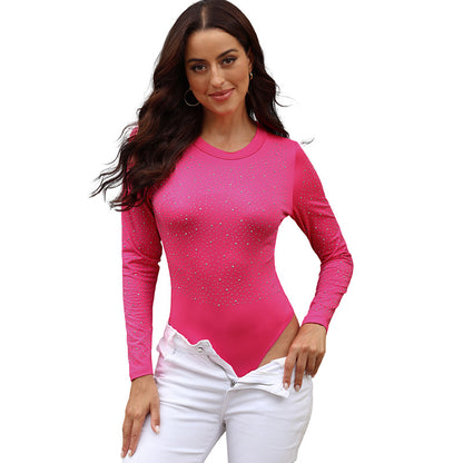 Sexy Diamond Long Sleeves Jumpsuits Basic Tops