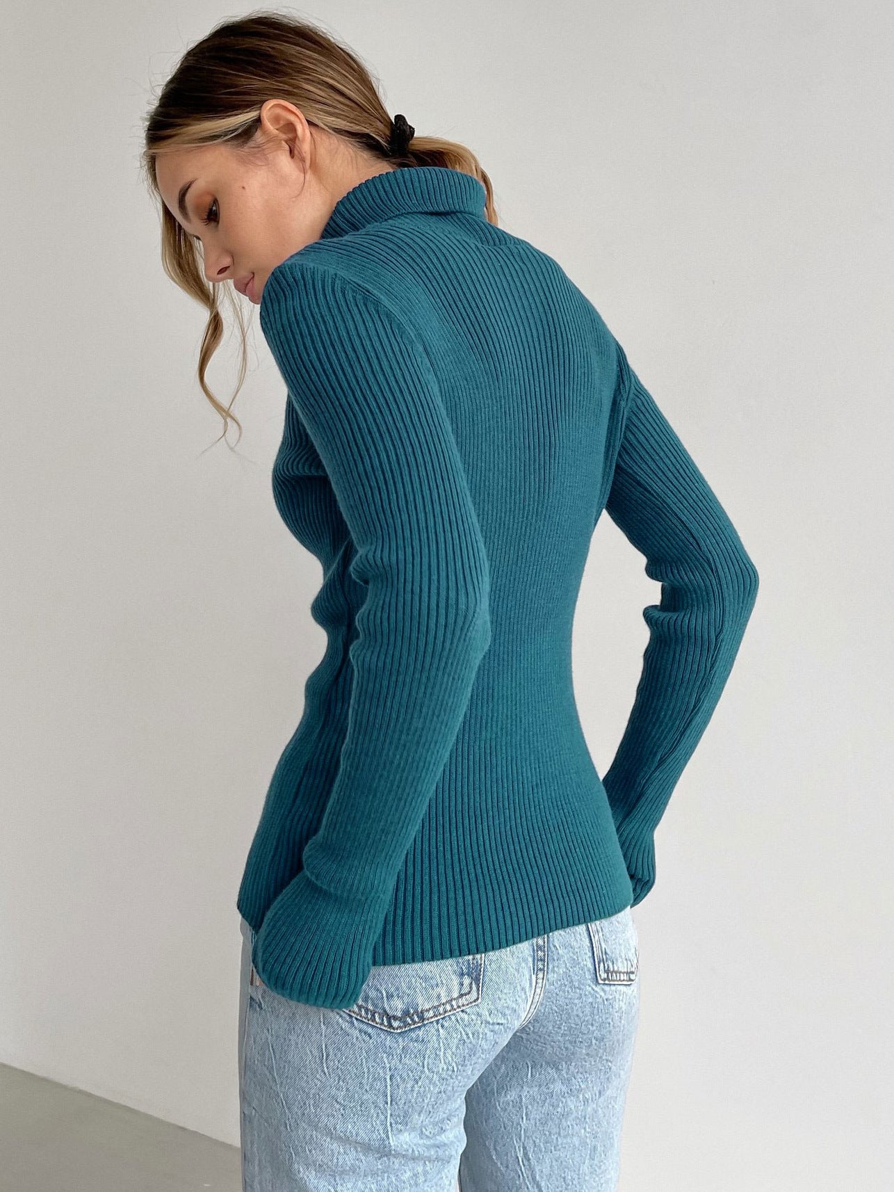 Sexy High Neck Knitted Sheath Sweaters
