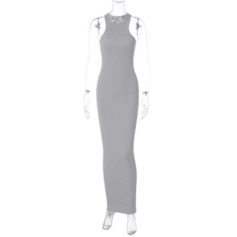 Sexy Fashion Round Neck Sleeveless Long Dresses
