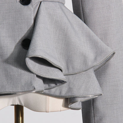 Designed Ruffled Women Blazer Tops