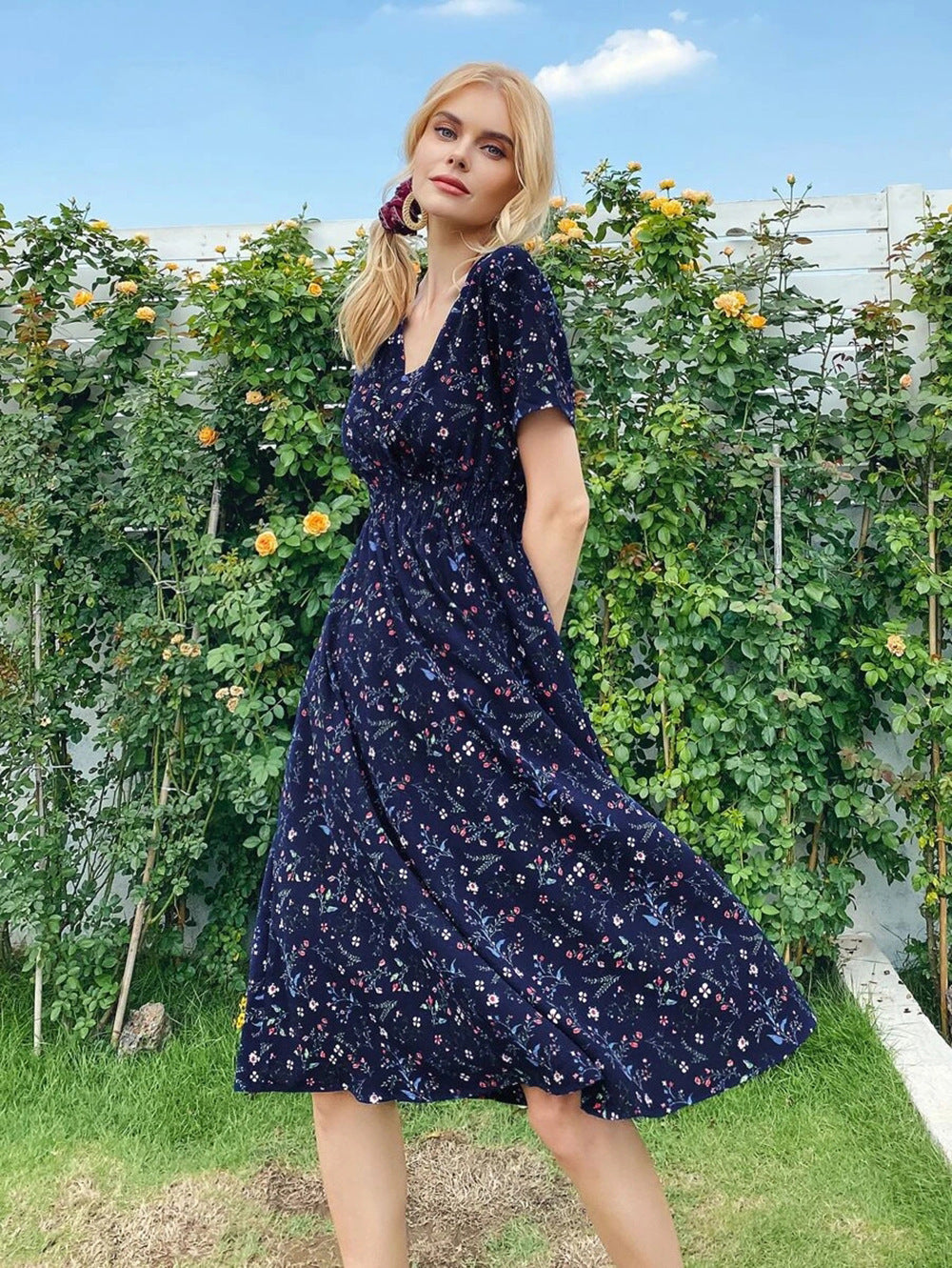 Summer Floral Print Short Sleeves Summer Daily Dresses