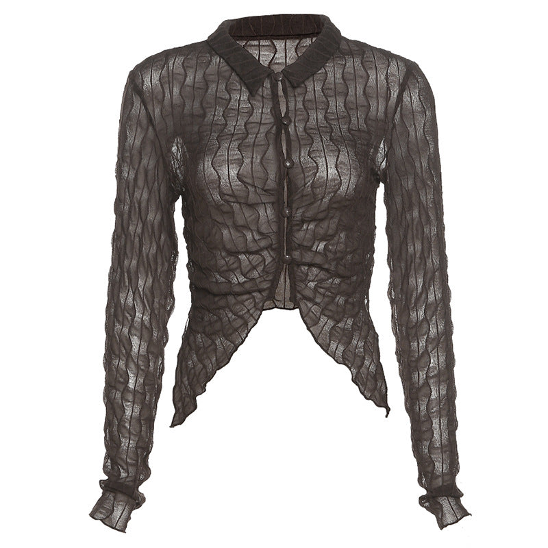 Fashion Midriff Baring Long Sleeves Shirts