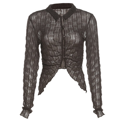 Fashion Midriff Baring Long Sleeves Shirts