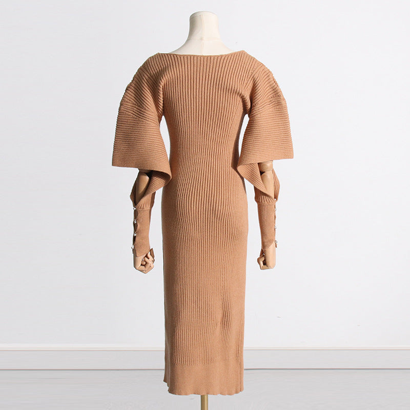 Fashion Designed Midi Length Knitted Dresses