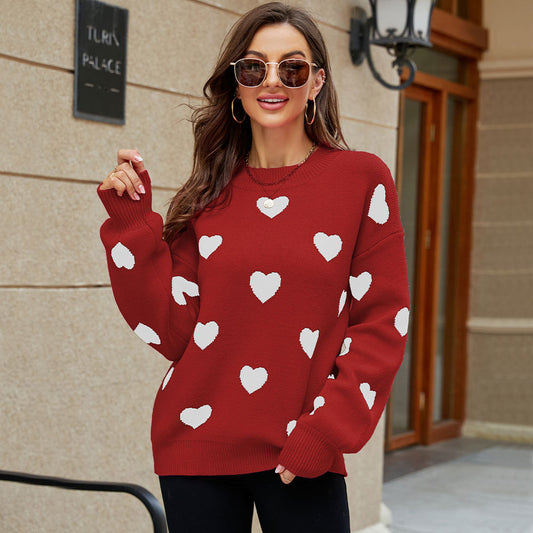 Casual Sweetheart Design Pullover Knitted Sweaters