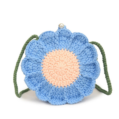Designed Handmade Crochet 3d Sunflower Mini Shoulder Bags