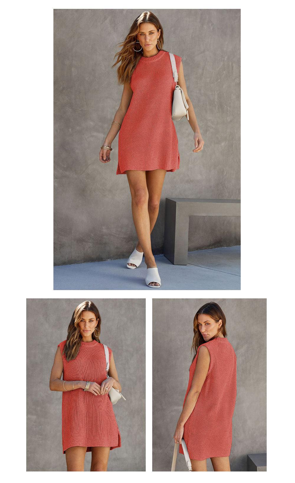 Fashion Round Neckline Knitted A Line Mini Dresses