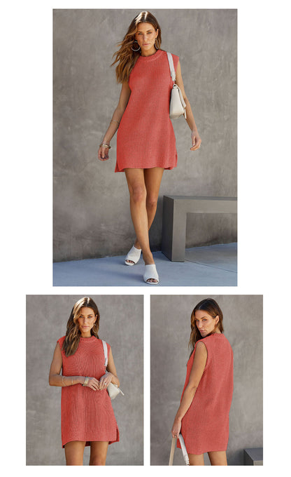Fashion Round Neckline Knitted A Line Mini Dresses