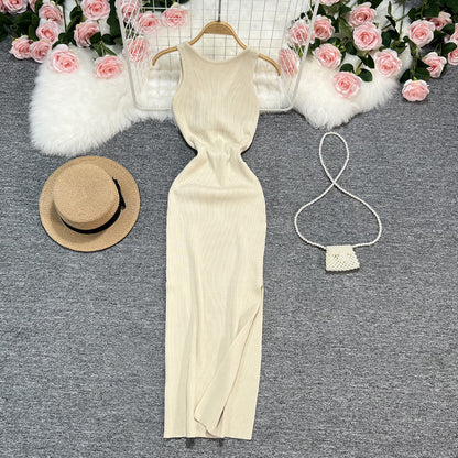 Sexy Summer Twist Designed Knitted Tank Top Elastic Dresses