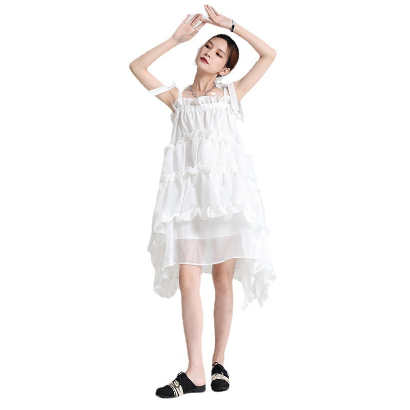 Designed Summer Irregular Spaghetti Straps Mini Dresses