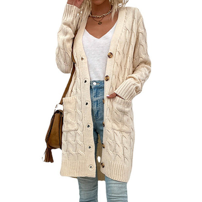 Casual Twist Design Long Cardigan Sweaters for Women