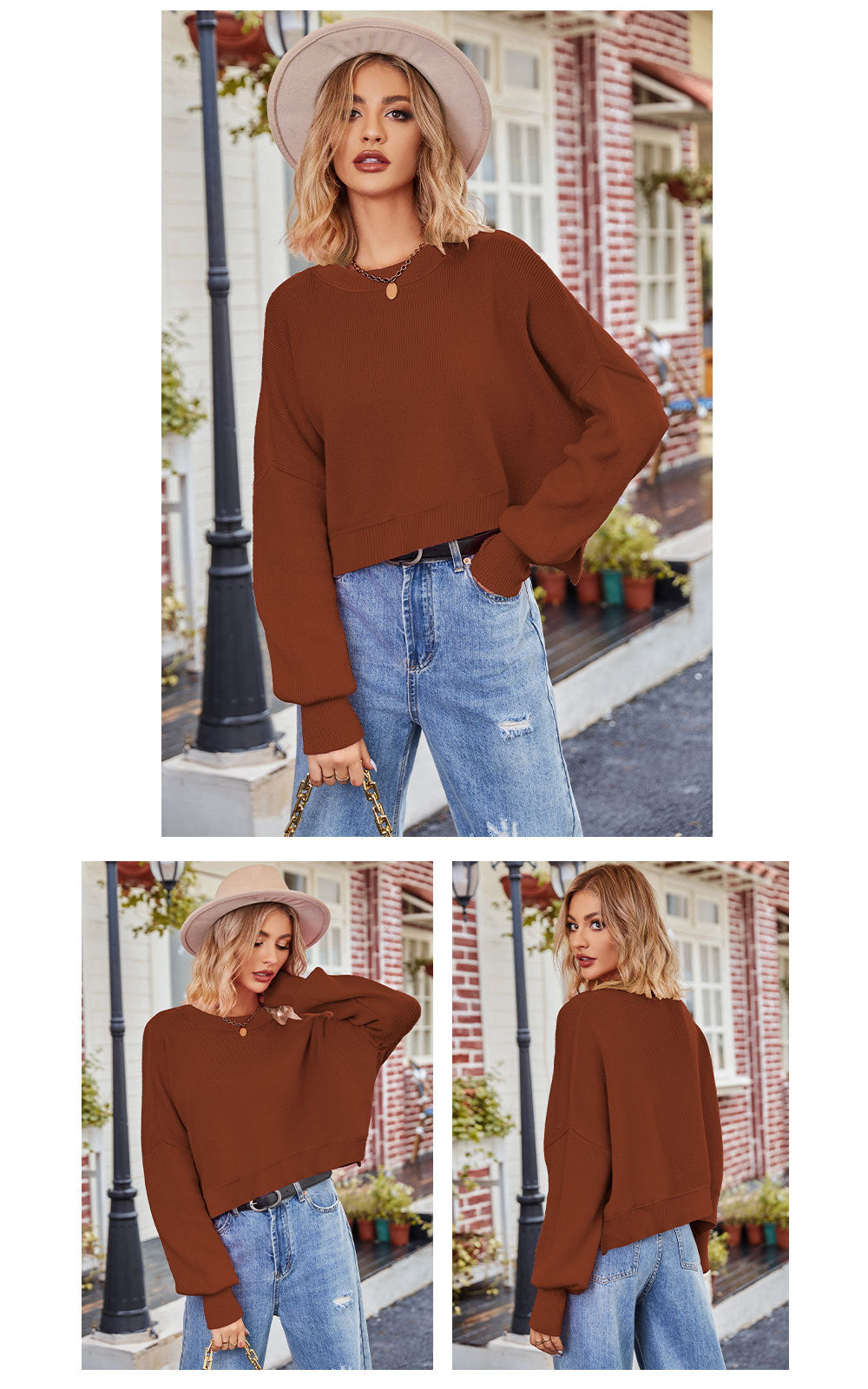 Fashion Round Neck Knitted Pullover Sweaters