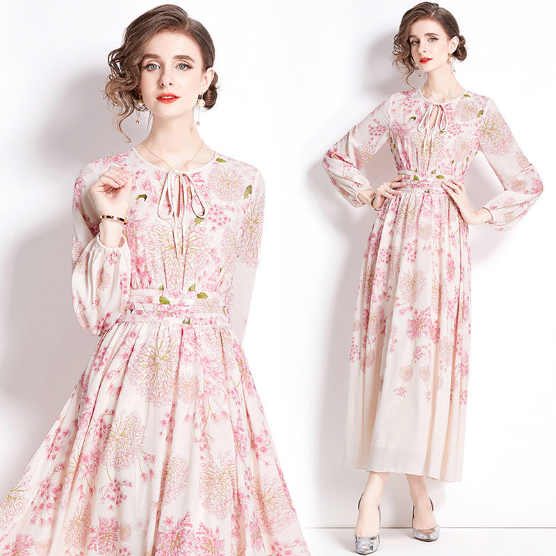 Women Floral Pink Long Maxi Dresses