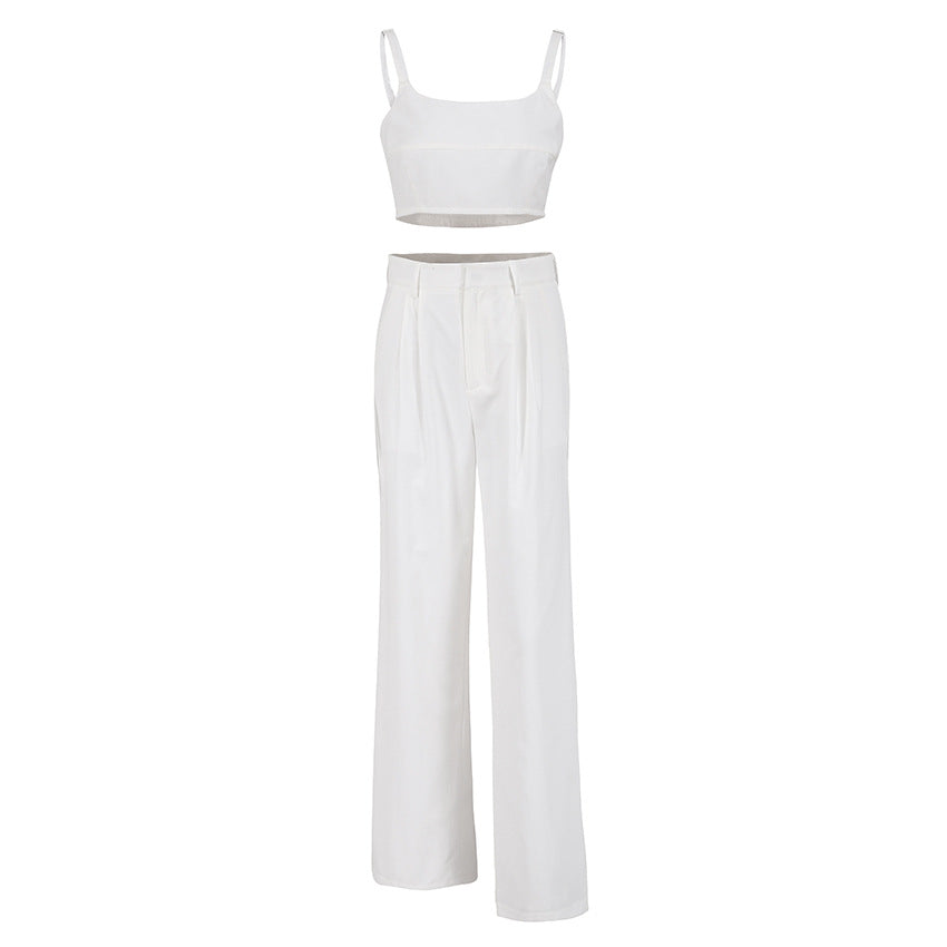 Summer Linen Crop Tops and Wide Legs Pants for Women