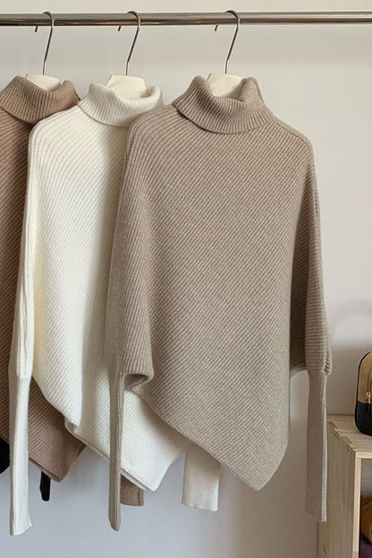 Casual High Neck Pullover Irregular Knitted Sweaters