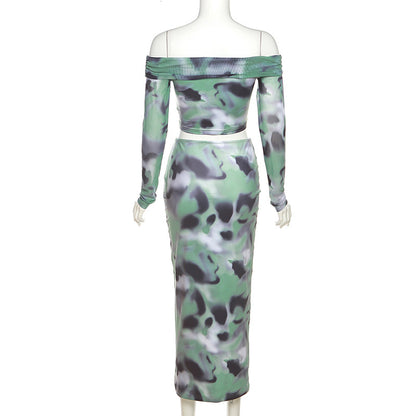 Sexy Off The Shoulder T Shirts and Sheath Skirts Two Pieces Sets