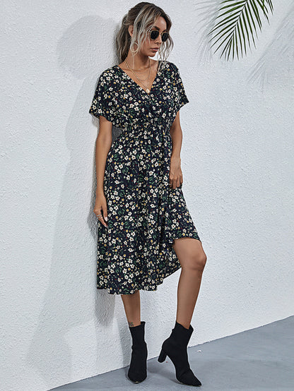 Summer Floral Print Short Sleeves Summer Daily Dresses